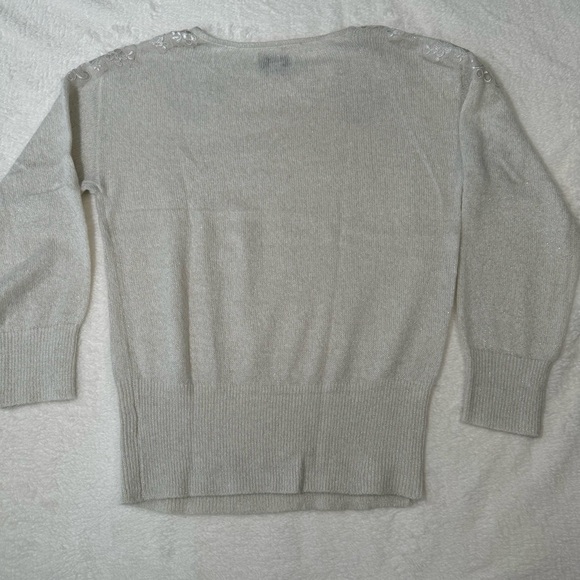 Medium Vintage ELLE knit sweater, metallic thread knit, boat neck A4Q24-6 - Picture 8 of 13